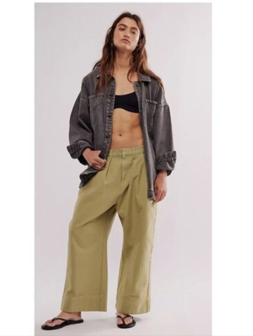 NWOT Free People Sweet Talk Chino Trousers Size 8 Aloe Color